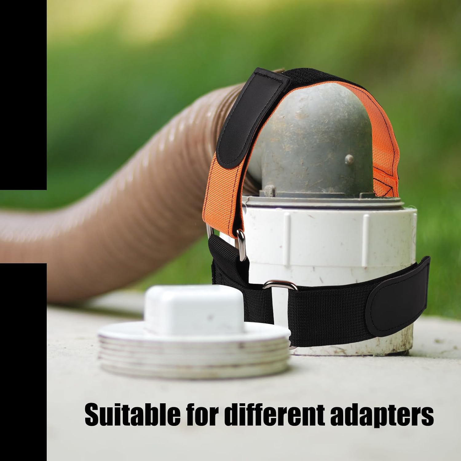 PEUTIER RV Hose Fastening Device, Magic Adhesive Styles RV Sewer Hose Support Adjustable Camper Sewer Accessory Hose Tightening Fittings for Camping Avoid Waste Pipe Dislodge image number 4