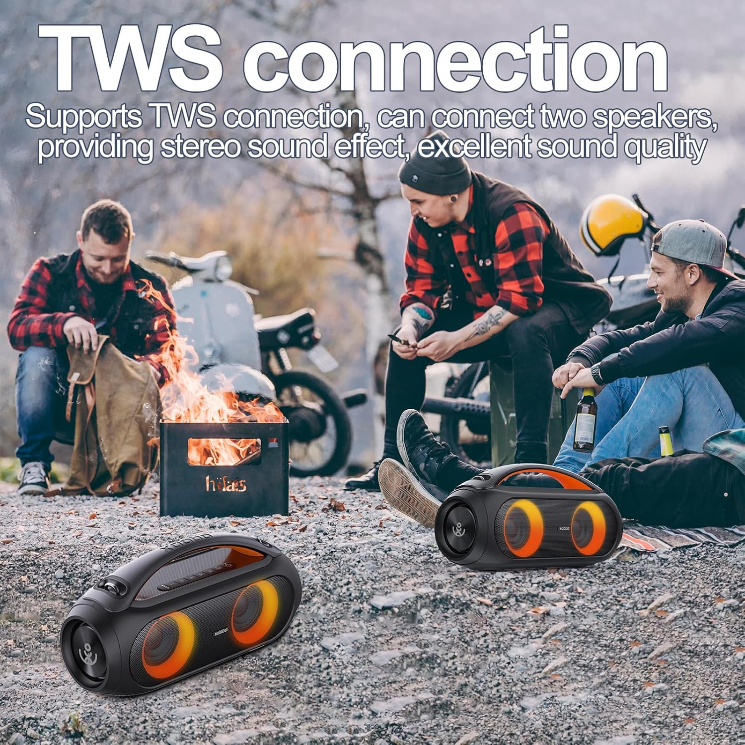 Mingzhe XDOBO Vibe plus Portable Wireless Speaker with BT5.0 Technology IPX5 Waterproof 80W Speakers Series Stereo Scene Hifi Sound AUX USB Flash Drive Long Playtime Portable Perfect for Party image number 4