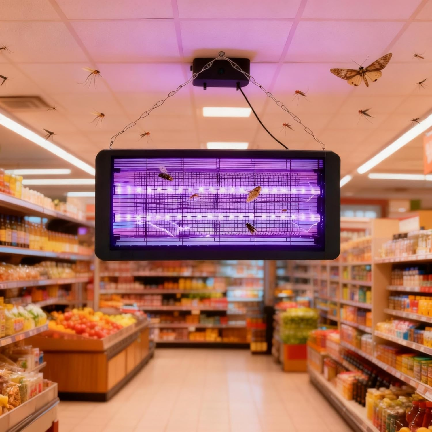 40W Electric Mosquito Zapper, Electric Bug Zapper with Powerful Grid, Chemical-Free Insect Trap, Safe Moth Zapper Machine with Wall-Mounted Design Insect Killer Lamp for Shop Restaurant Garden Yard image number 3