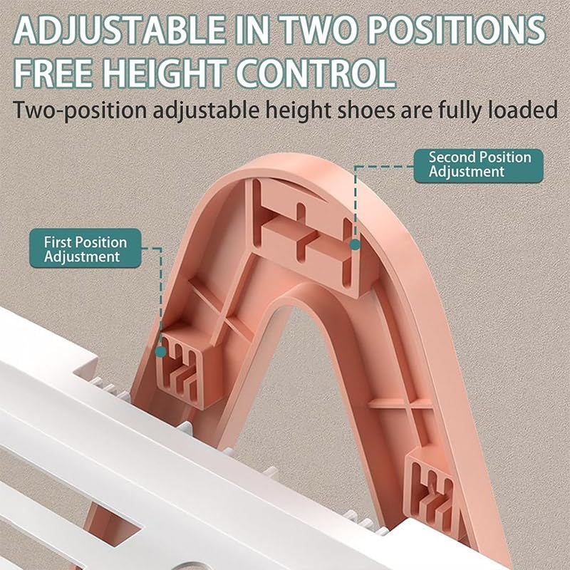 AIMALL 2/3 Tier Foldable Shoe Rack with Adjustable Height, Plastic Removable Storage Shelf for Entryway Bedroom Kitchen, Space-Saving Shoe Organiser Pink Blue image number 6