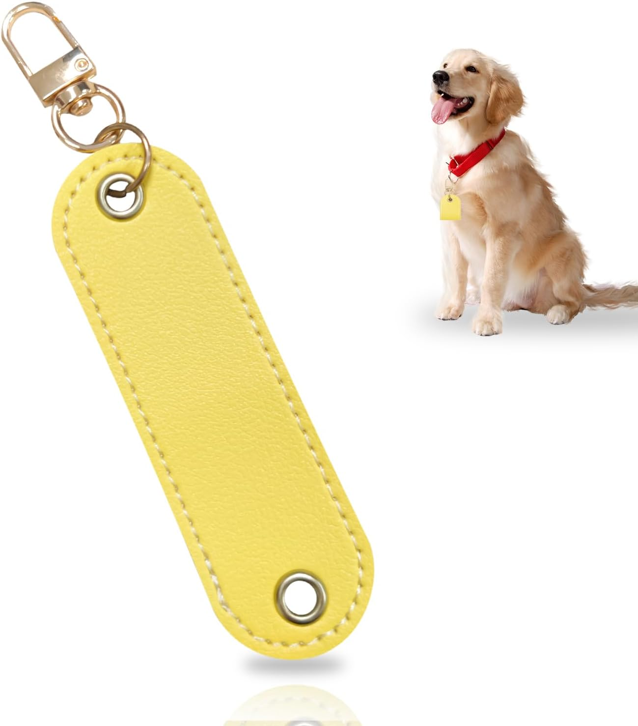 TORMEN Personalized Leather Keychain, Pet ID Tag Keychain, DIY PU Leather Nameplate for Dogs & Cats, Anti-Lost Pet Tag, Suitable for Bags & Zippers,Key Ring Accessories (Macaron Yellow) image number 2