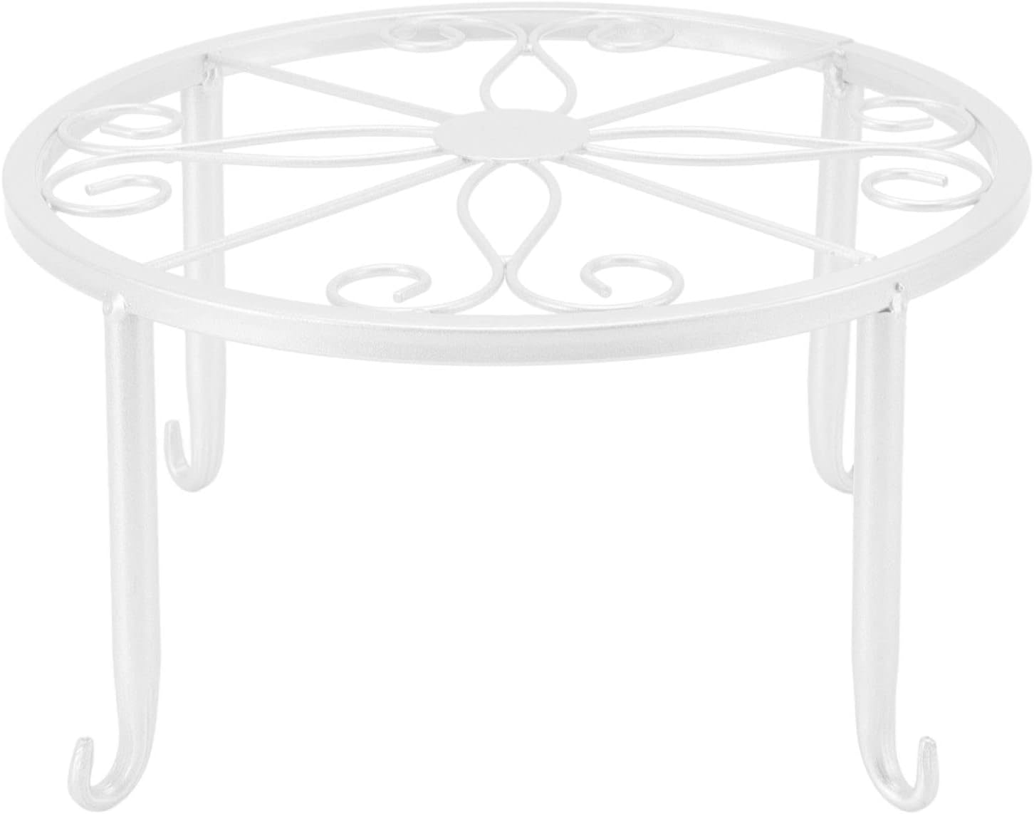 Single Layer Iron Plant Stand Stands Floor Standing Low Plant Pot Rack Potted Plant Stand Flower Pot Shelf Indoor Outdoor Corner Shelf for Planters Vases Lanterns Ornaments Books (White)