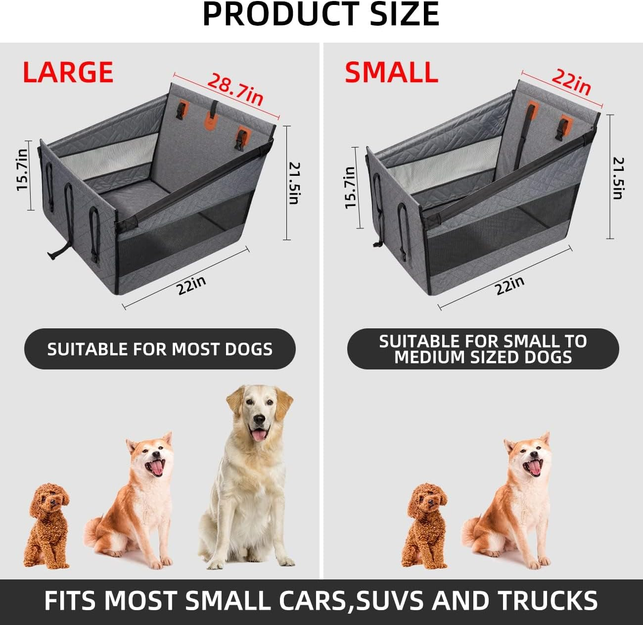 Dog Car Seat for Medium Dogs,Back Seat Extender for Dogs,Large & Small Dog Car Seat Cover for Back Seat, Dog Hammock for Car Back Seat Dog Bed Mattress,Pet Car Seat for Car SUV Truck (Gray, Small) image number 4