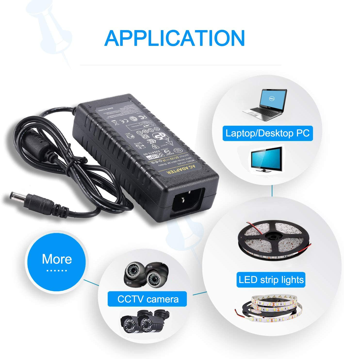 12V 3A Power Supply, Cfsadapter AC 100-240V to DC 12V 3A Power Adapter 36W Charger Led Driver for LED Strip Light CCTV Camera image number 5