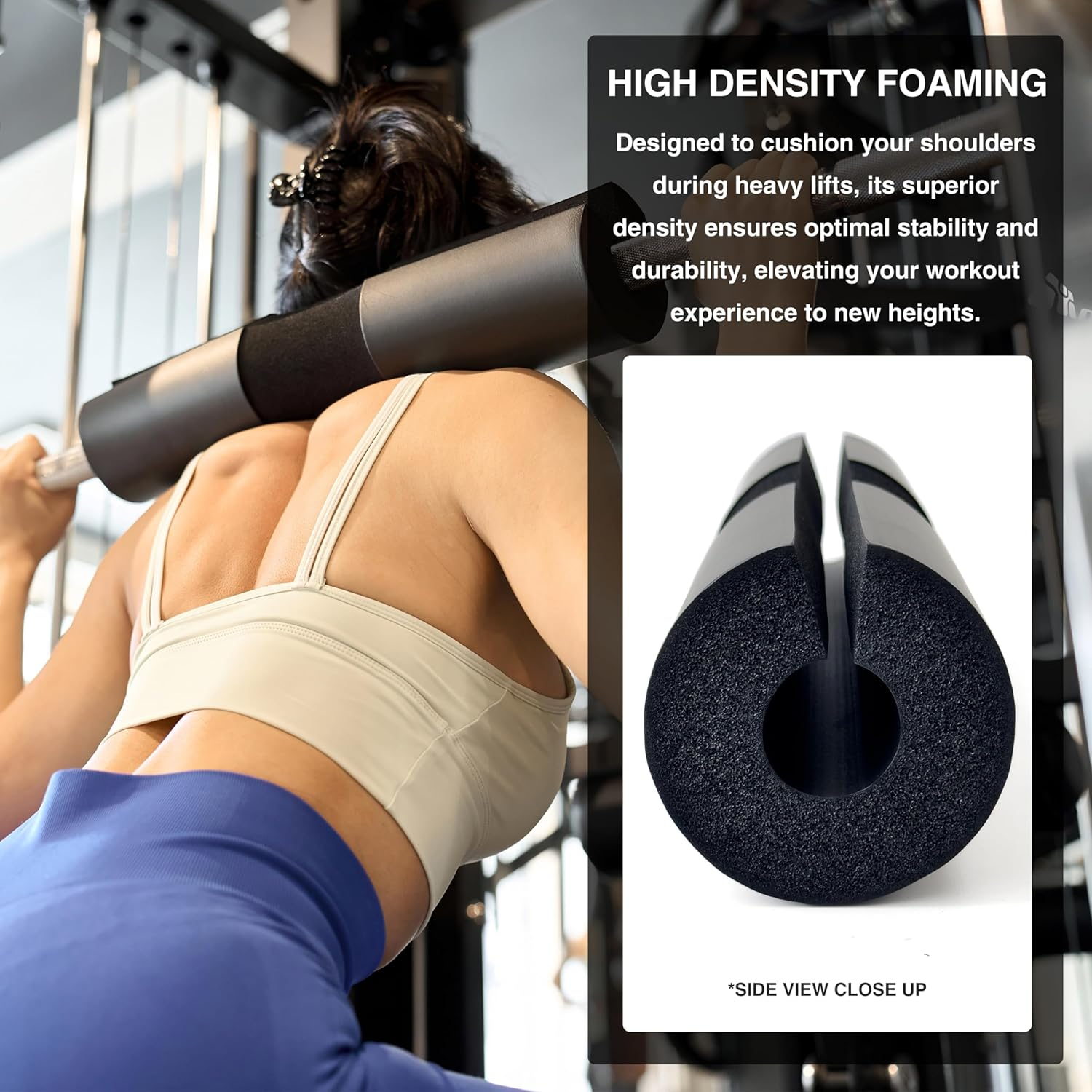 METEOR Barbell Pad Shoulder Pad Hip Thrust Pad for Squats, Lunges &ndash; Neck Shoulder Pressure Relief, Lower Back Support &ndash; Fits Standard & Olympic Barbells with Safety Strap - Blue image number 5