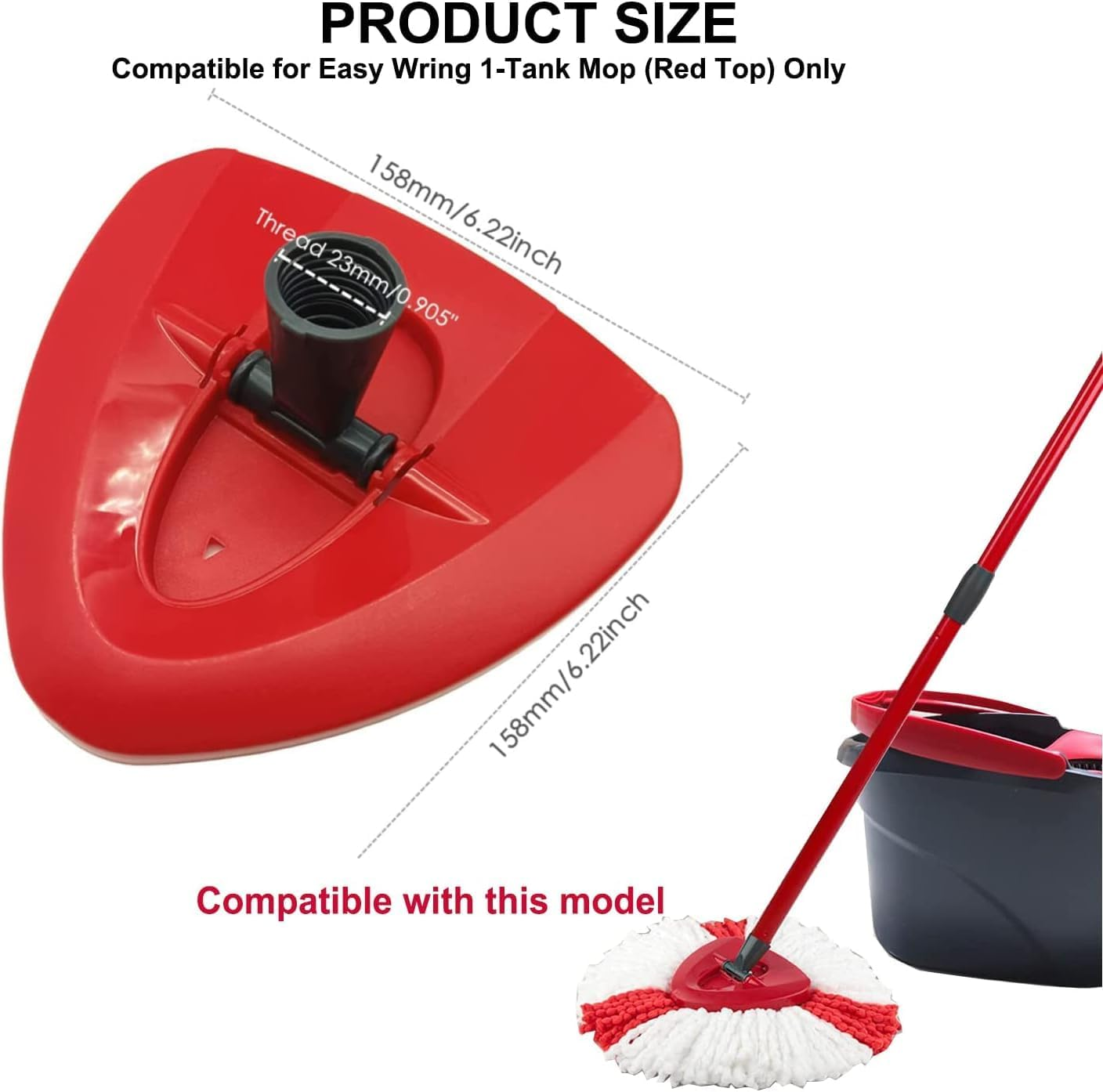 Flic-Flac 4Pcs Spin Mop Heads Replacement Compatible with Vileda,O-Cedar Spin Mop,Easy Wring Dust Mop Head Replacement for Floor Cleaning, Red-White,Triangle Shapeeplacement for Floor Cleaning