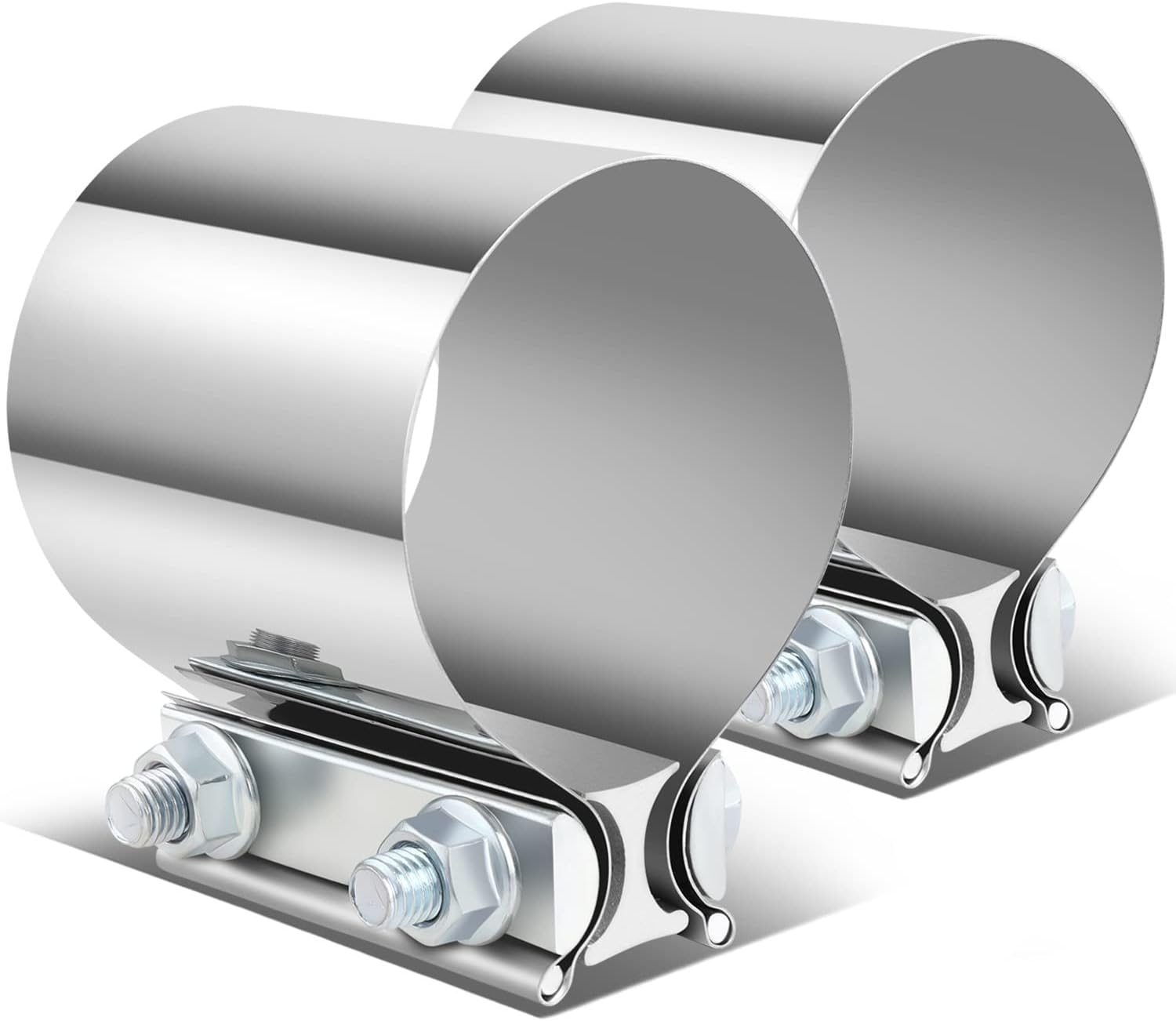 2.5 Inches ID Butt Joint Band Exhaust Muffler Seal Clamp Sleeve, Universal Use for 2.5" Outer Diameter Pipe, Stainless Steel