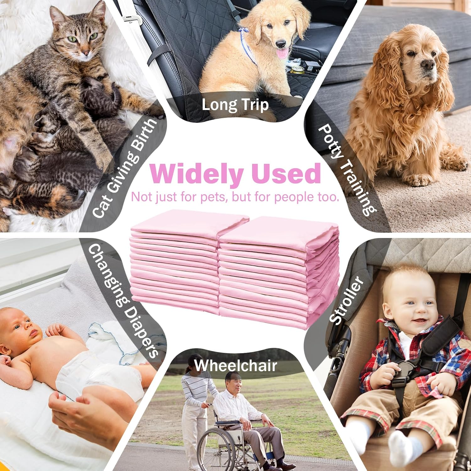 Disposable Changing Pad Liners for Baby 17 X 13 Inches (50 Pack) Absorbent Waterproof Underpads Incontinence Care Soft Non-Woven Fabric Breathable Changing Pad (Cherry Blossom) image number 6