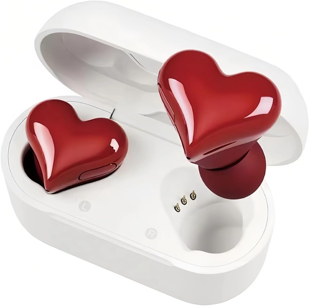 Wireless Earbuds Stylish Heart Shaped, Cute Creative Red Heart Bluetooth Earbuds with Charging Case, Noise Cancelling Hifi Stereo BT Earphones, Gifts for Girls Friends image number 3
