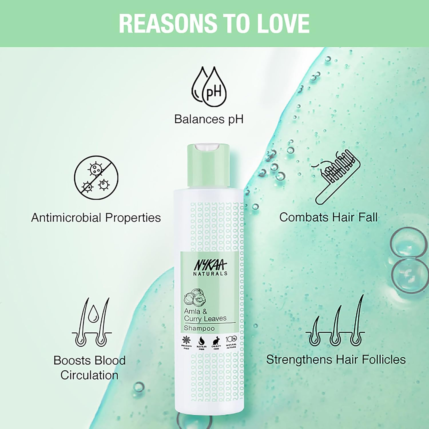 Nykaa Naturals Shampoo - Amla and Curry Leaves for Women 6.76 Oz Shampoo image number 1