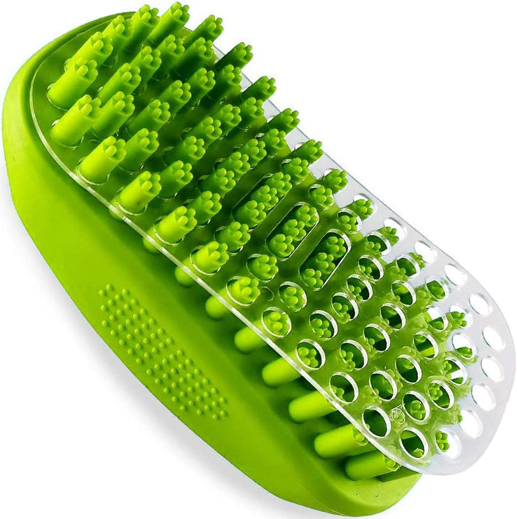 Metopets Dog Bath Brush, Multi-Functional Pet Grooming Brush with Rubber Bristles for Deshedding, Massaging, and Relaxing image number 3