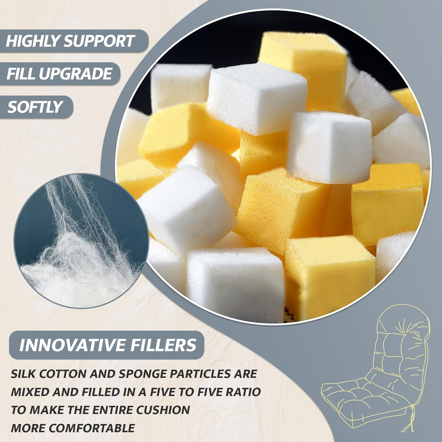 Mudilun Outdoor Adirondack Chair Cushion High Weather Resistant Tufted Waterproof Lounge Cushion Anti-Slip Thickened High Back Patio Seat Pads - Blue image number 3