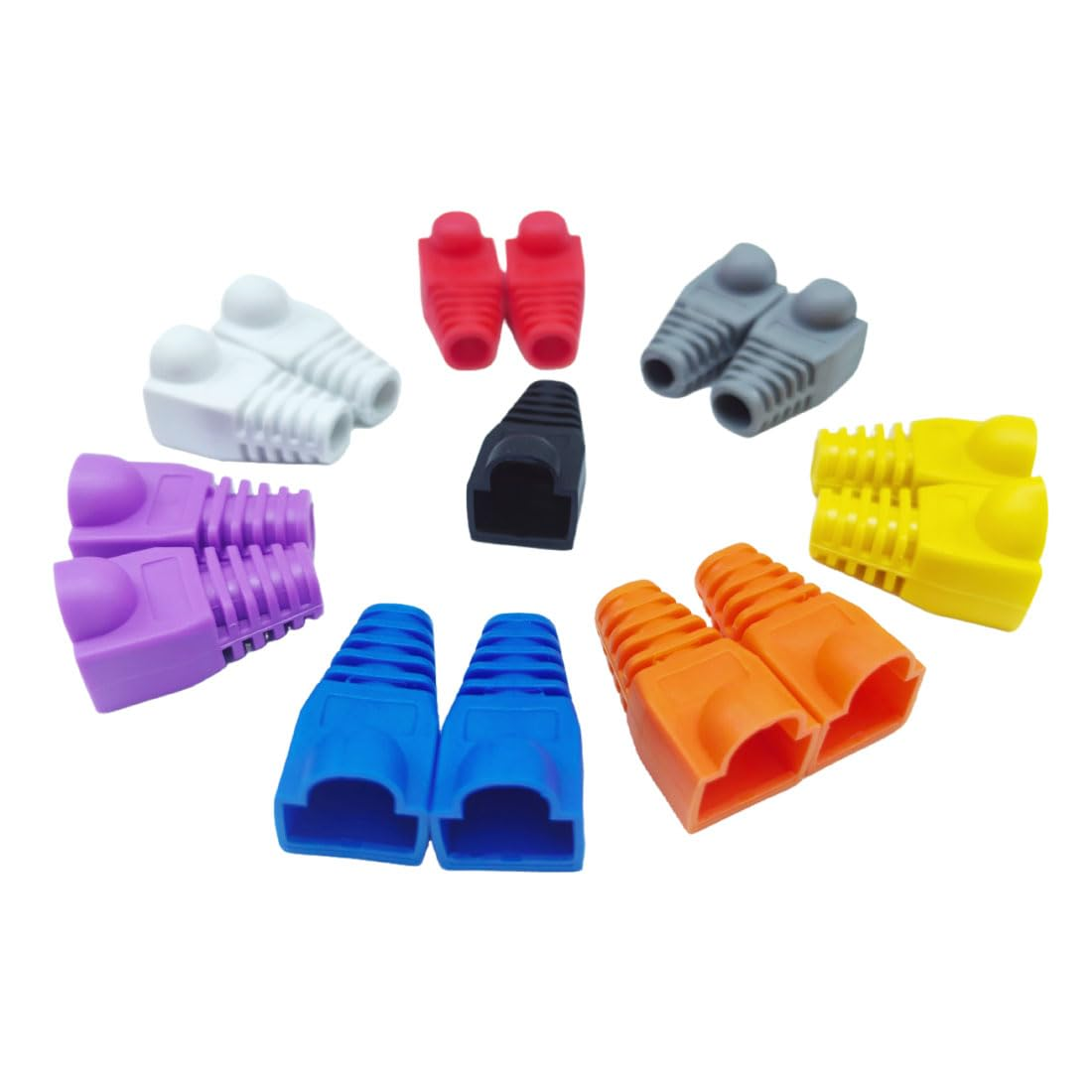 GFORTUN 100Pcs RJ45 Cat6 Cat5E Ethernet Cable Snagless End Boots Cap Connector Cover Modular (Blue) - Gray image number 3