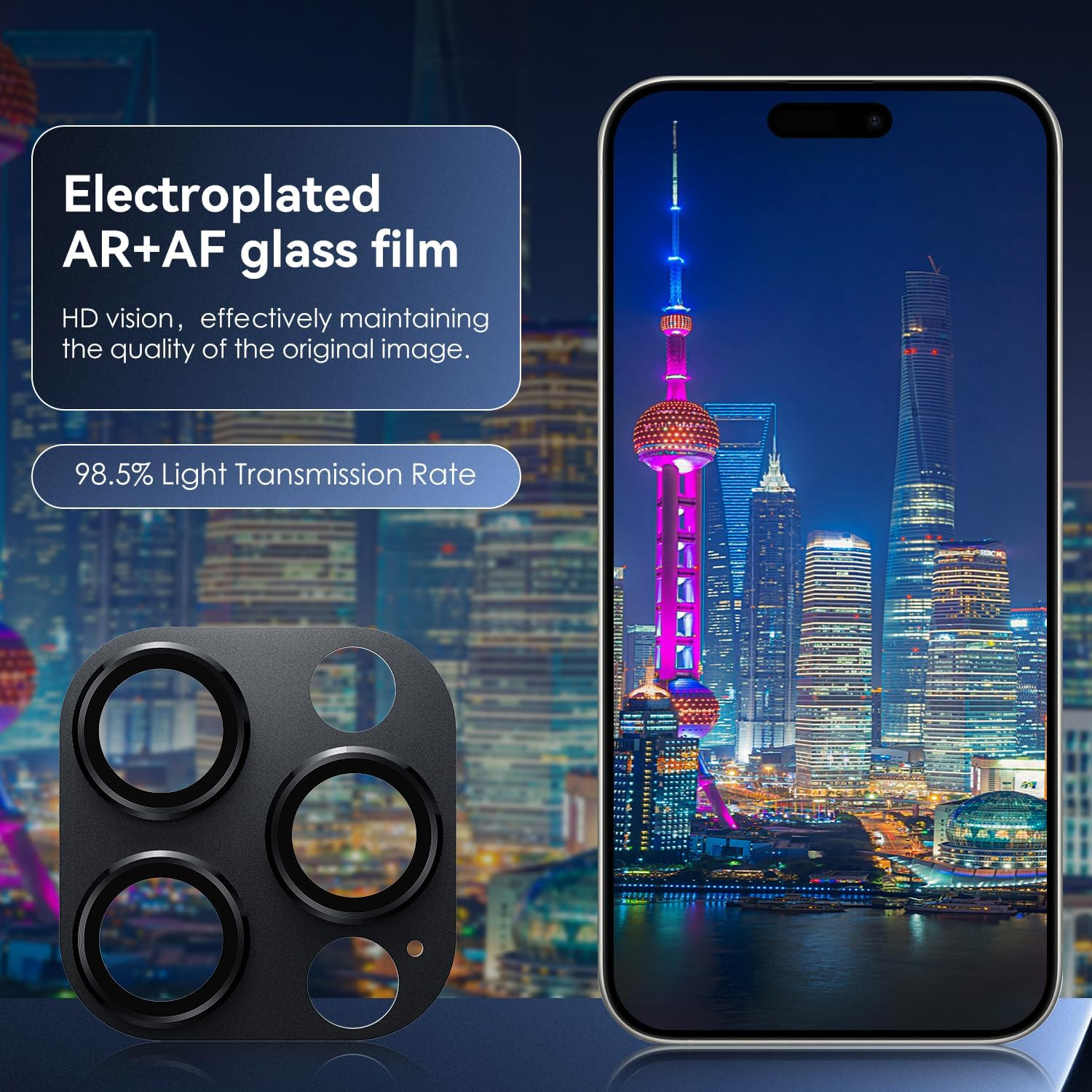 Cloudvalley for Iphone 16 Pro/Iphone 16 Pro Max Camera Lens Protector, [AR+AF 98% Transmittance] [Full Coverage] Ultra-Hd Tempered Glass Cover, Metal Lens Screen Protective,Black Titanium image number 4