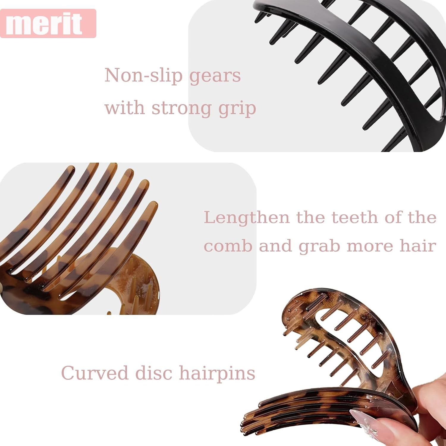 LIANRISES 6Pcs Flat Claw Clip Hair Clips for Women Fine Thin Thick Hair, Curved Design for Lying Driving, Matte image number 3
