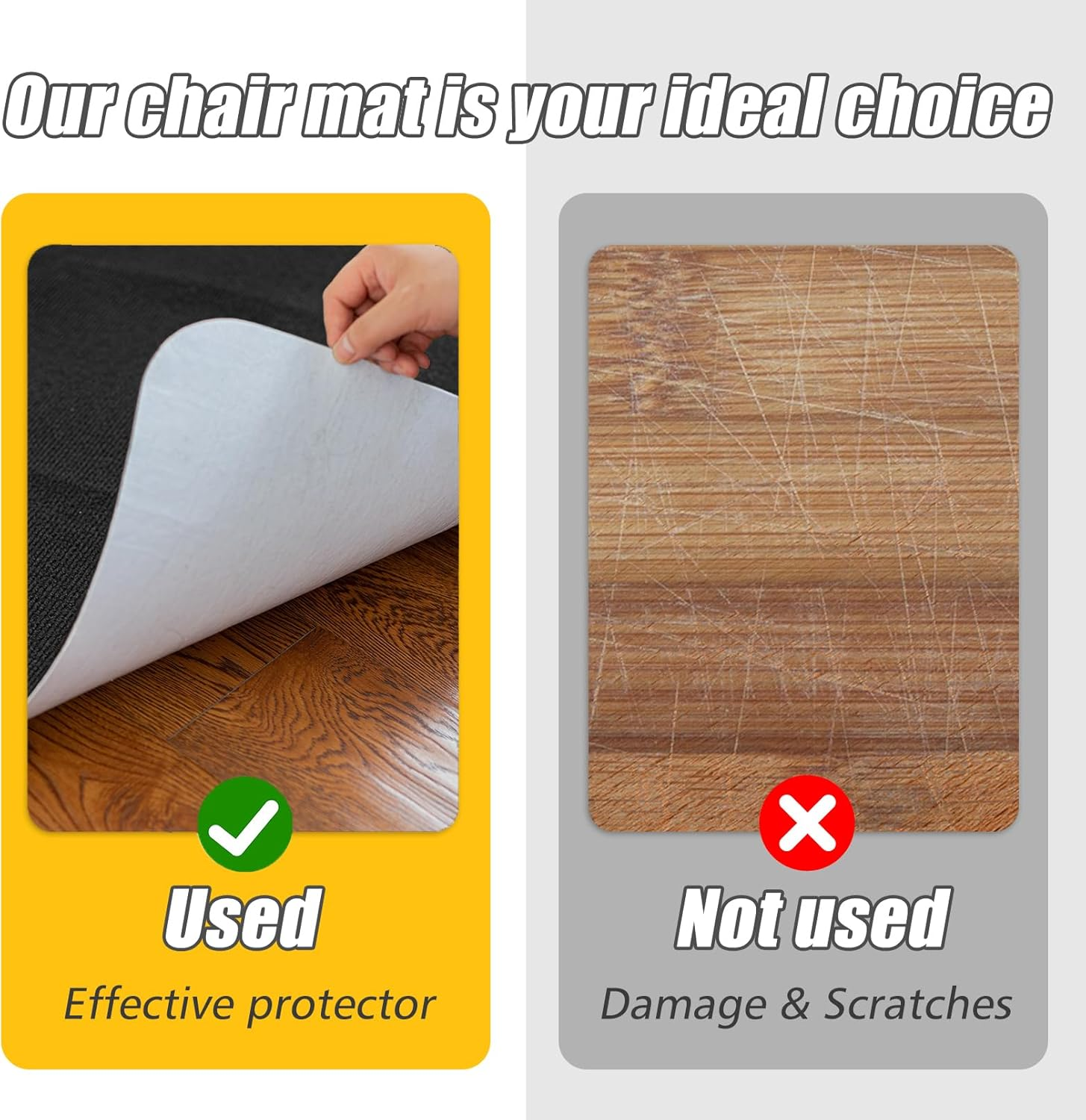 Sycoodeal Office Chair Mat for Hardwood/ Tile Floor,Computer Gaming Chair Mat,Large Floor Protector Rug,Anti-Slip,Easy to Clean,Black(48"X36") image number 6