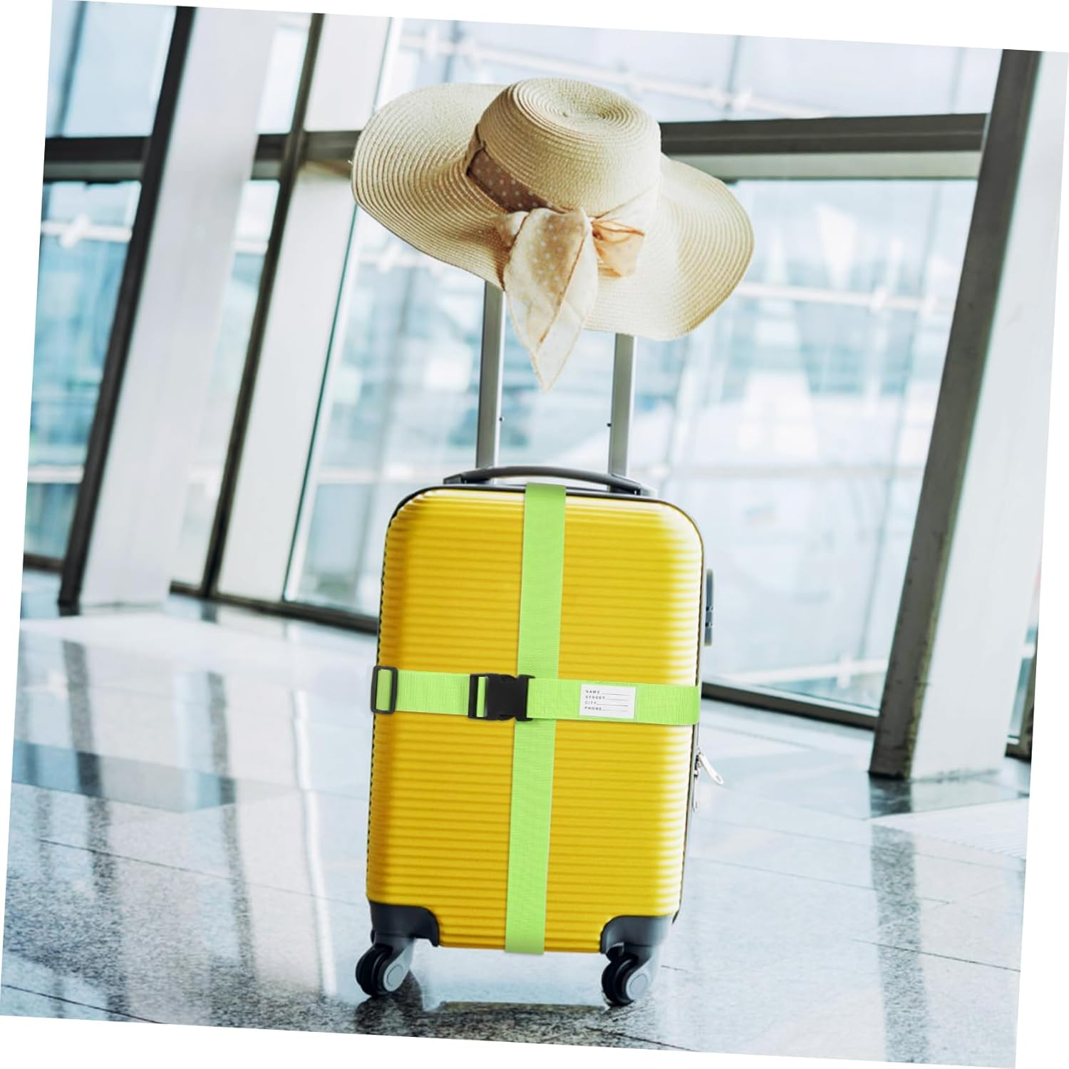 Holibanna 4Pcs Fluorescent Green Adjustable Travel Suitcase Straps Luggage Belts with Polypropylene Fiber for Secure Packing and Enhanced Visibility image number 3