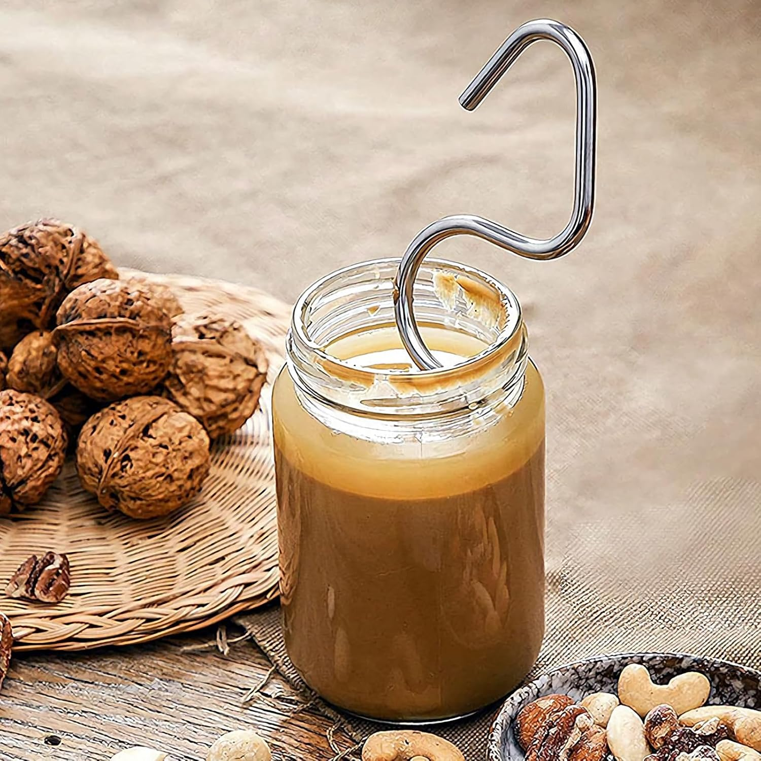 Peanut Butter Stirrer - Mixer Tool, Multipurpose Stainless Steel Nut Butter Manual Churner Gadgets Jam Stirring Tools, Nut Butter Stirrer Tool for Mixing Various Butter, Peanut, Almond for Kitchen image number 5