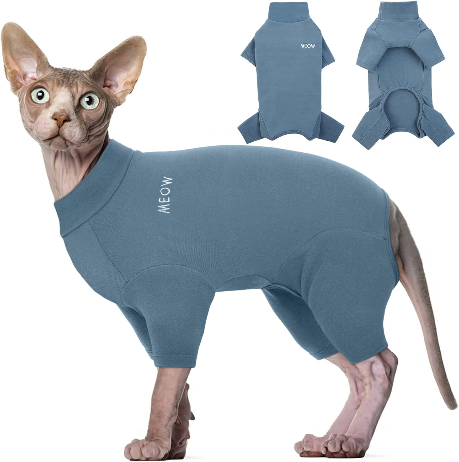 Hjyokuso Sphynx Cat Clothes, Breathable Soft Cat Jumpers for Cats Only, Cat Coat with Four Legs, Warm Cat Sweaters, Cat T-Shirt, Cat Pajamas Jumpsuit Vest for Sphynx, Cornish Rex, Devon Rex,Peterbald
