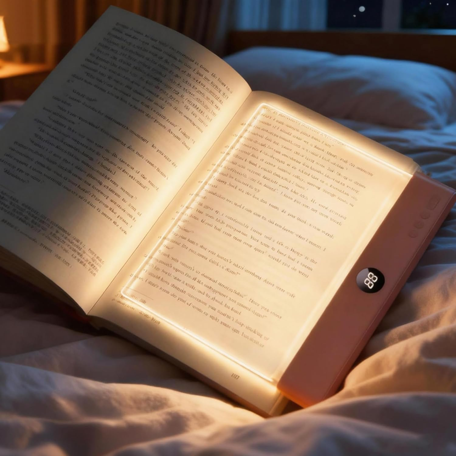 TSWCBYYLB Rechargeable Flat Dimmable Clear Panel LED Book Light with Timer & 3 Colors for Reading in Bed at Night (Pink)