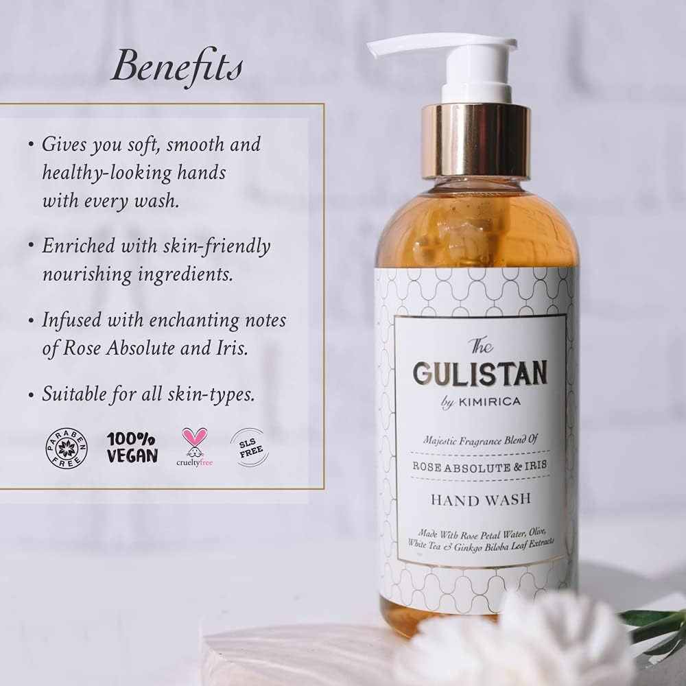 Kimirica the Gulistan Hand Wash, 100% Vegan and Paraben Free with Goodness of Rose Water, Shea, White Tea and Ginkgo Biloba, (Rose Absolute, 300Ml) image number 5