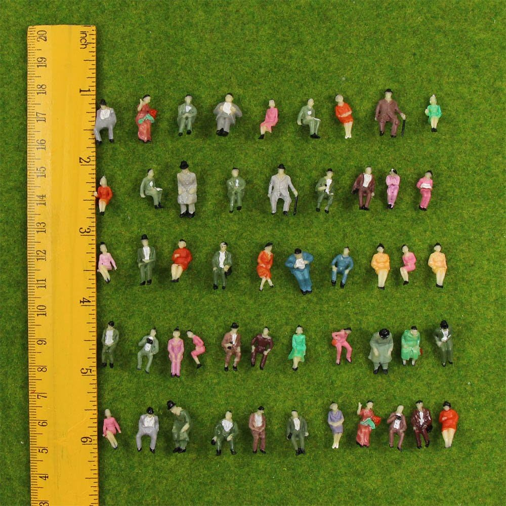60Pcs All Seated 1:87 Painted Figures Passenger HO Scale Sitting People P87S Assorted Poses Model Layout image number 3