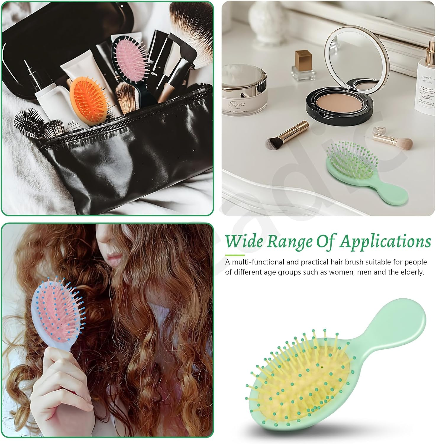 Keadic 12 Pcs Mini Wet Hair Brush, Travel Detangling Brush, for Most Hair Types, with Ease Knots without Tears or Breakage for Wet, Dry & Damaged Hair - Women, & Men, Multicolor image number 1