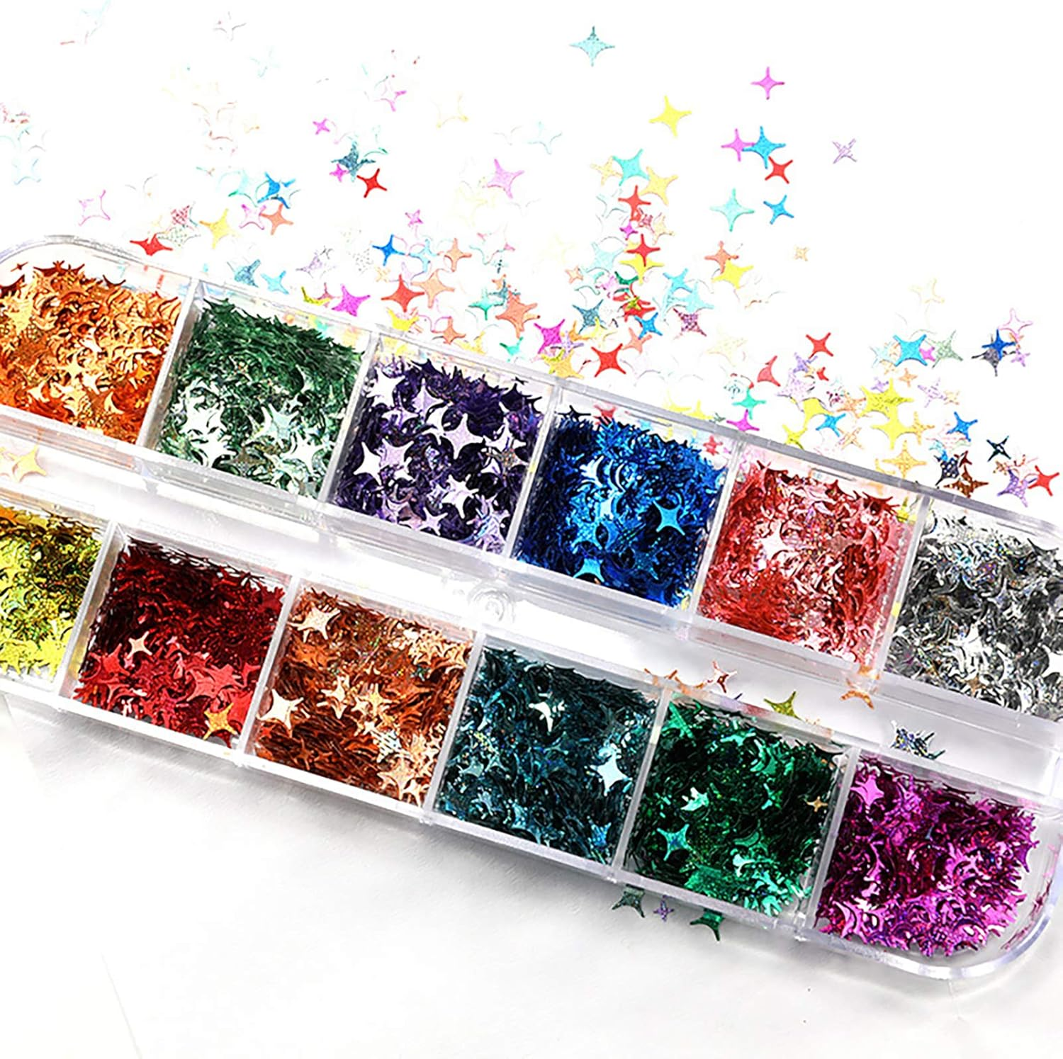 2 Boxes Nail Sequins Cross Star Sequins Four-Pointed Star Sequins Five-Pointed Star Alien Sequins image number 2