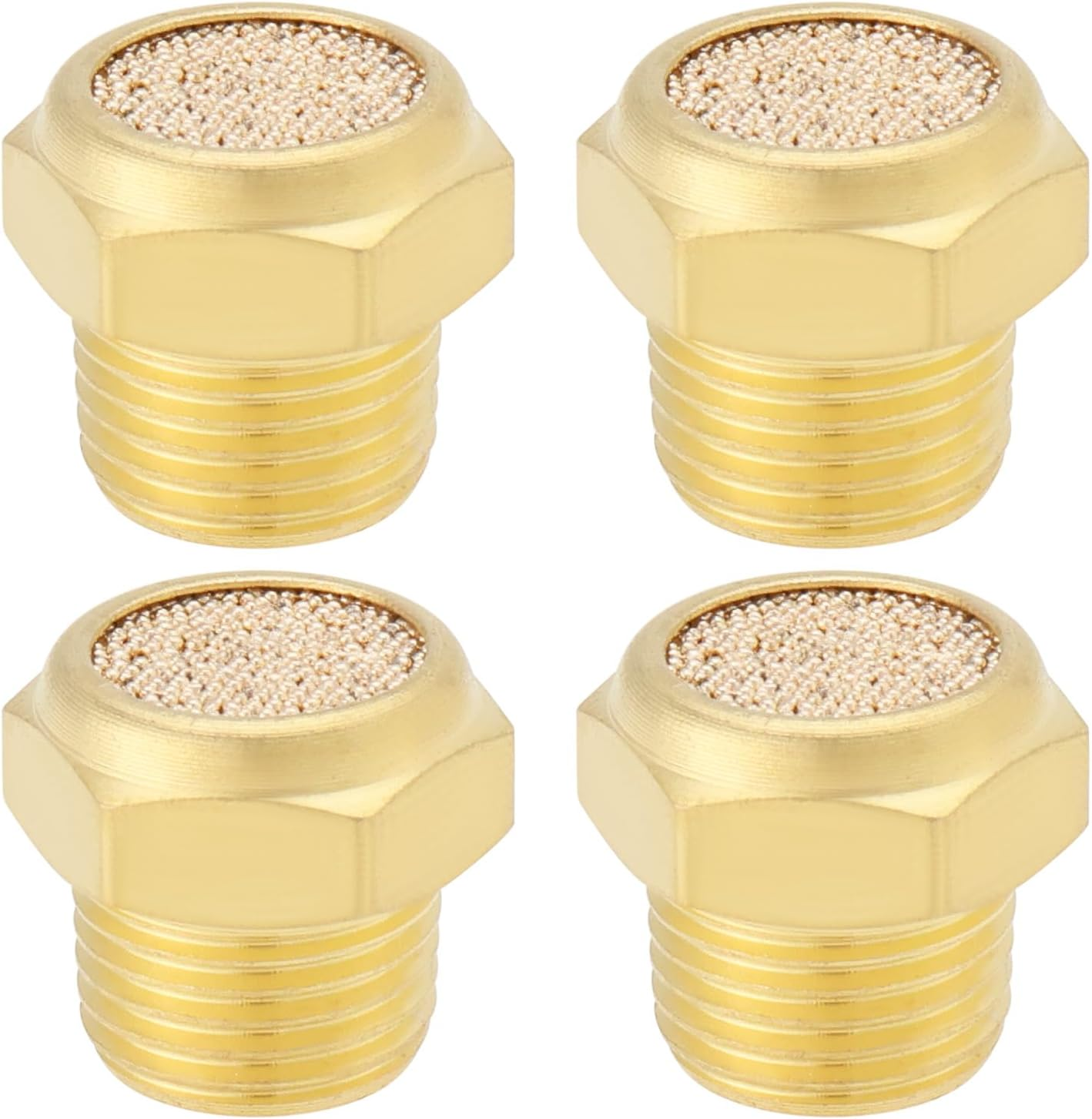 SG Store 4Pcs 1/8 Inch NPT Threaded Brass Pneumatic Muffler Connector Brass Pneumatic Silencer Muffler for Cylinders Valves Crank Case Gear Boxes Oil Tanks image number 6