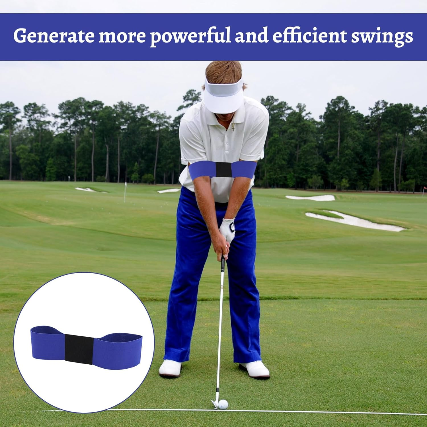 Golf Equipment, 2 Pcs Golf Swing Trainer Aid, Golf Training Aid for Golf Beginners Unisex, Golf Swing Arm Band Training Aid, Golf Swing Correcting Arm Band, Golf Grip Trainer (Black and Blue). image number 3