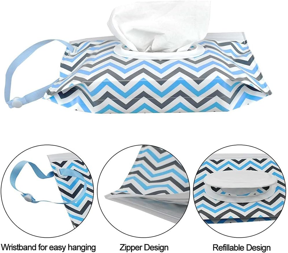 1X Black Wavy EVA Baby Wet Wipe Pouch Wipes Holder Case Reusable Refillable Wet Wipe Bag