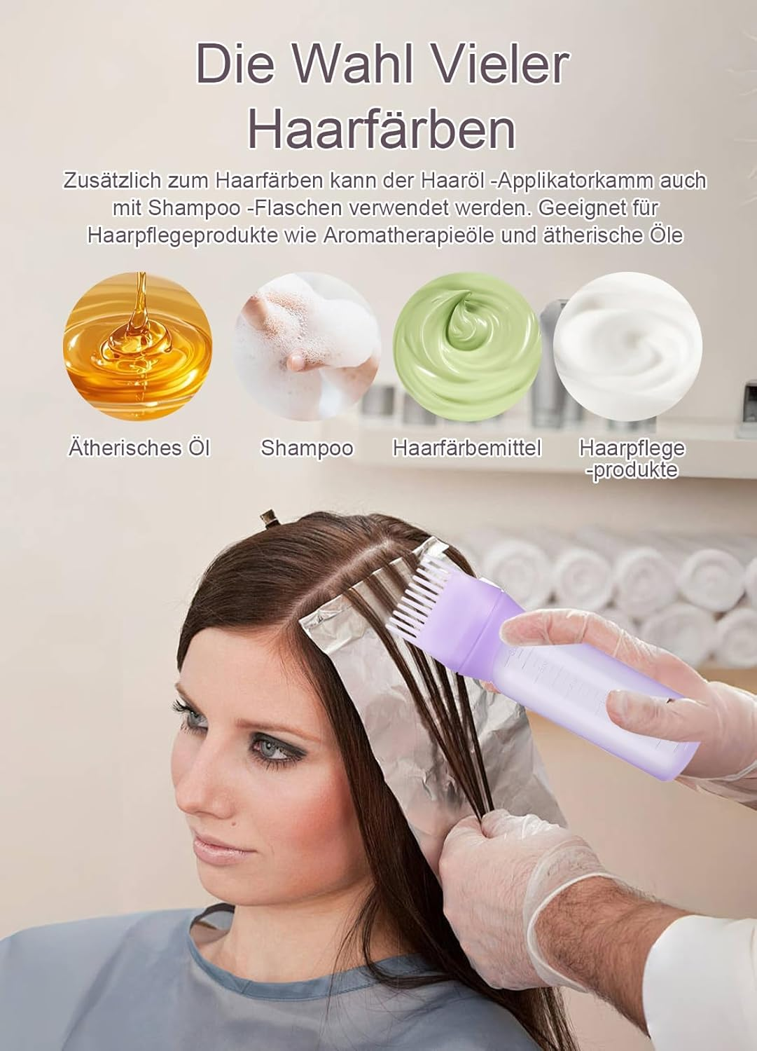 Pack of 2 Hair Dye Brush, Hair Oil Applicator Bottle, Hair Dye Brush Bottle, Hair Oil Applicator, for Hair Oil Hair Colourations, Shampoo Applicator Brush (Pink/Blue) image number 3