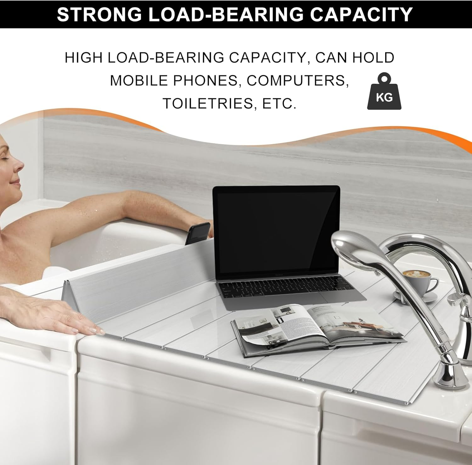 Orifesio Bathtub Cover, 170 X 75 Cm Foldable PVC Bath Board, Dustproof Insulation for Home, Bathroom, SPA, White