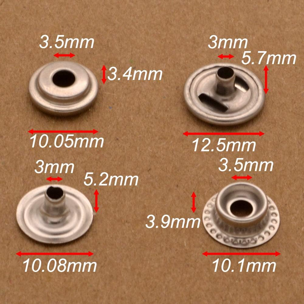 25Sets 12.5Mm Stainless Steel Fastener Snap Press Stud Button with Punching Tools Kits for Coats Bags Leathers Marine Boat Canvas Silver with Tools image number 2