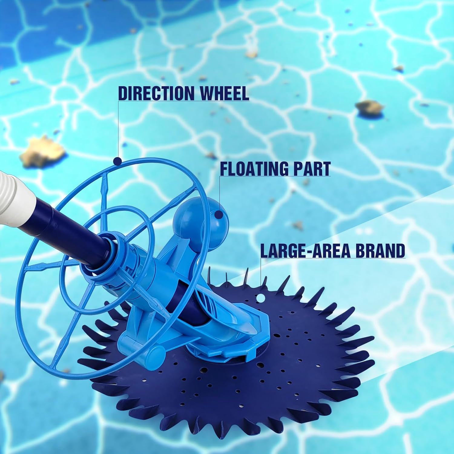 Pool Vacuum Anti-Slip for Inground Pools,Automatic Sweeper Pool Crawler Type Suction Cleaner with 10M Hoses, Silence Working with Super Diaphragm into Pool Stomach 1808 image number 2