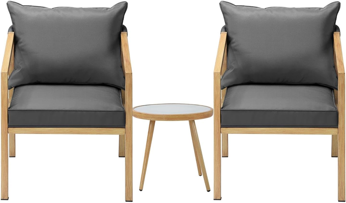 Livsip 3Pcs Outdoor Table and Chairs Patio Garden Outdoor Furniture Bistro Set with Cushion image number 4