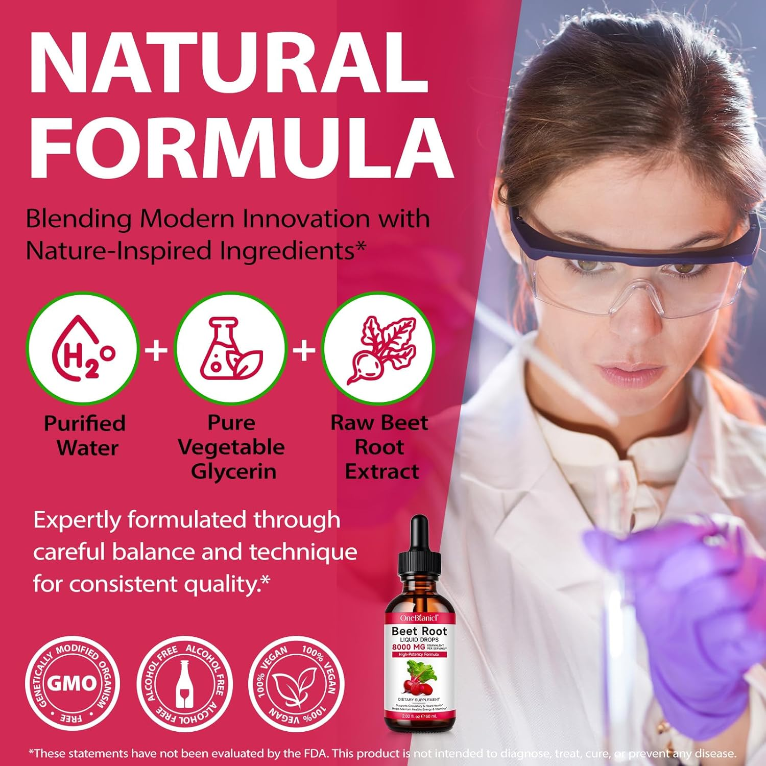 Beet Root Liquid Drops 60Ml | 20:1 Concentrated Liquid Extract | 400Mg Beet Root Extract per Serving | Equivalent to 8000Mg Fresh Beetroot | Vegan, Alcohol-Free, Sugar-Free image number 3