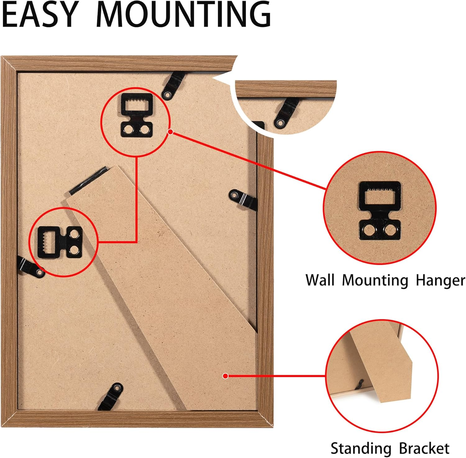Baoee Set of 3 Brown A5 Photo Frames with Mount Acrylic Glass Poster Frame Certificate Frame Free Standing Wall Mounted image number 3