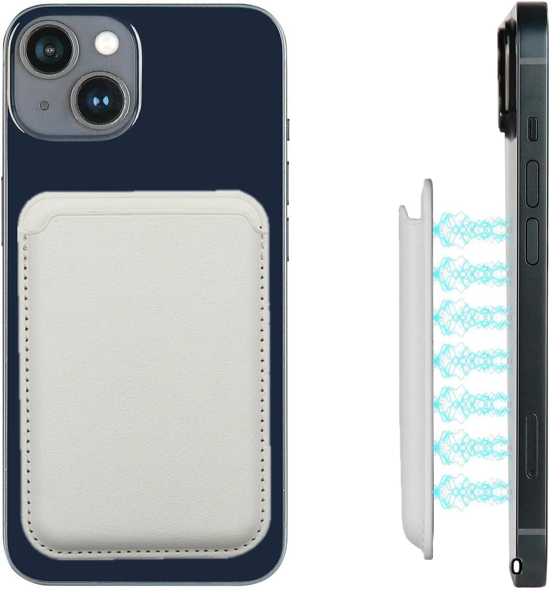 Magnetic Phone Wallet Compatible with Apple Magsafe, Minimalist Leather Wallet, Rfid-Blocking Card Holder for Iphone 16 Pro Max/16 Plus/16, for Iphone 15 Pro Max/15 Plus/15 Pro/14/13/12【White】 - Silver image number 6