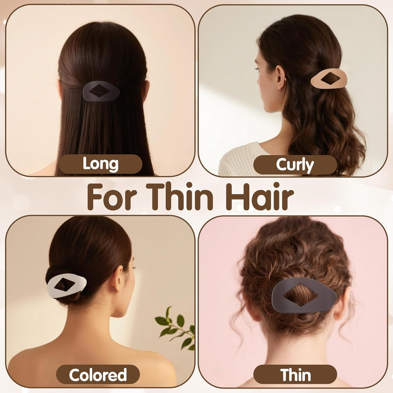 Hecla 4Pcs French Flat Hair Clips Matt Curved Hair Clips with Duck Bill Secure Strong Hold Claw Clips for Lying down Non-Slip Claw Clip Duckbill Accessories Halloween image number 2