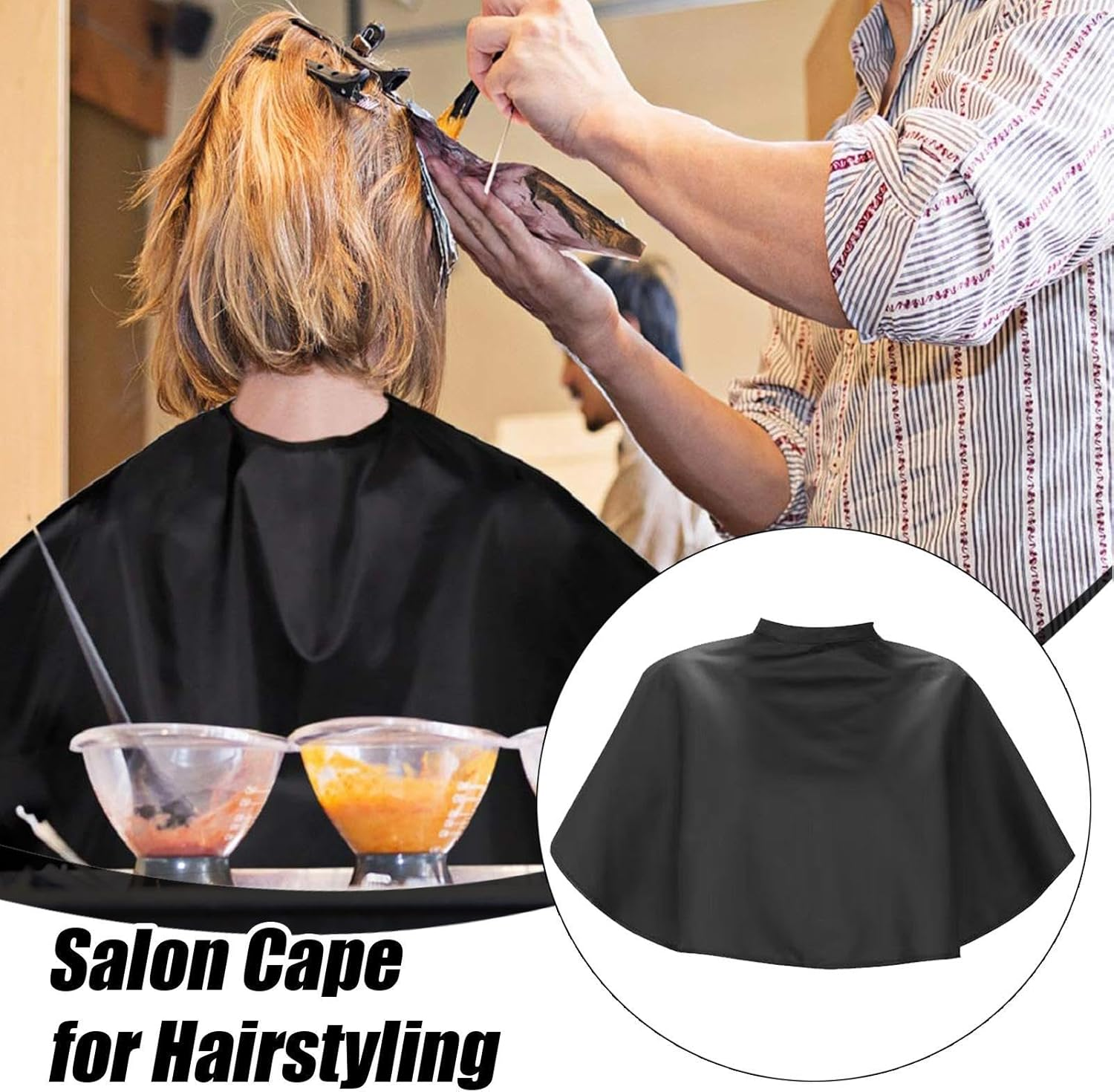Hair Coloring Cape | Professional Short Length Hair Cut Cover - Salon Equipment Barber Bib, Adjustable Makeup Cape for Hair Dyeing, Shampooing, Makeup Application image number 6