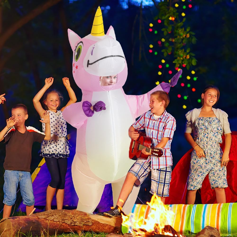 AUTOWT Inflatable Unicorn Costume for Adult, Funny Halloween Inflatable Costumes for Men Women, Blow up Dress up Costume with Air Pump for Halloween Cosplay Holiday Mardi Gras Party - White image number 7
