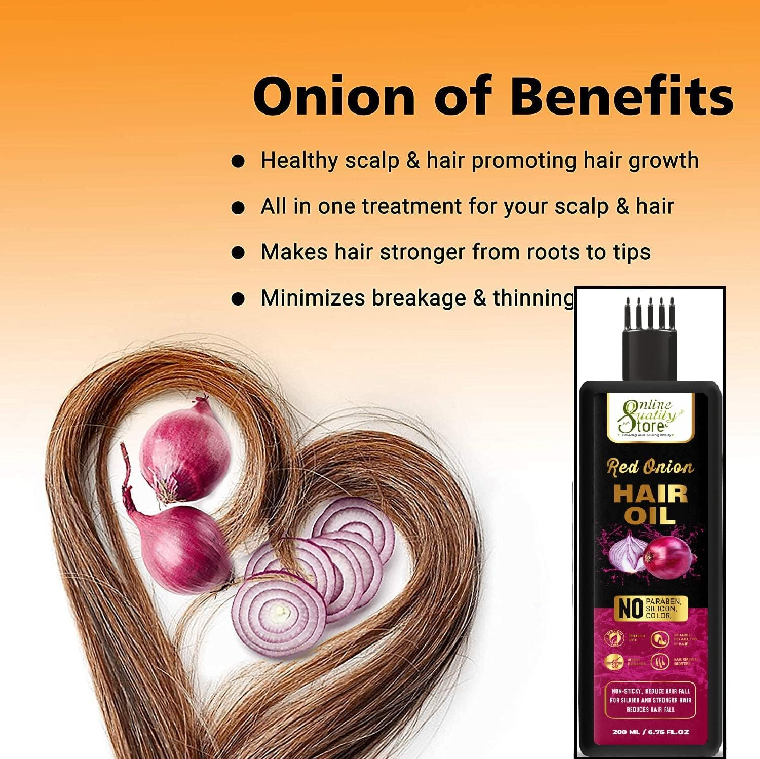 Online Quality Store Onion Hair Oil 200Ml for Hair Growth and Hair Fall Control - with Black Seed Oil Extracts |Hair Growth Oil| Reduces Hair Fall Oil/Serum for Complete Hair Treatment image number 5