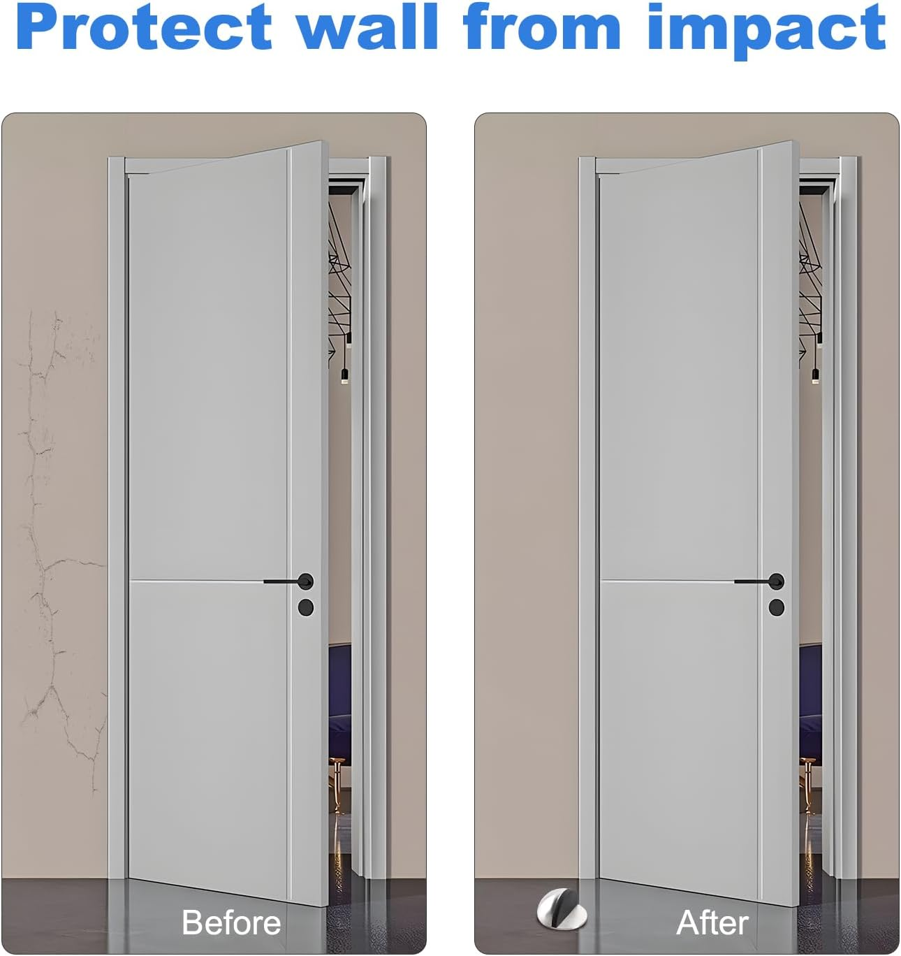 4 Pcs Self Adhesive Door Stoppers, Oval Stainless Steel Door Stops, Polished Magnetic Door Stops for Hard Floors, Glass Doors and Protective Walls(Silver) image number 3