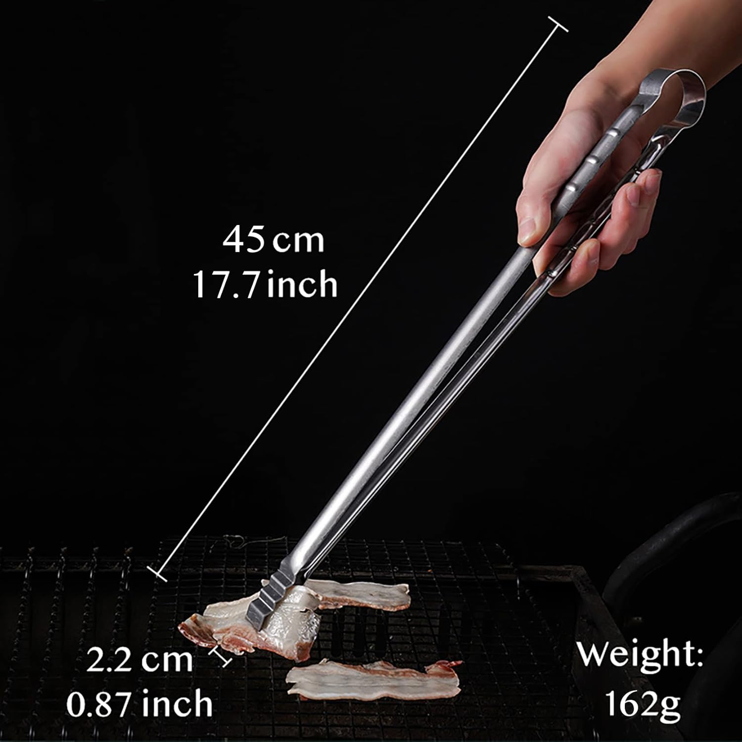 2 Pieces Stainless Steel Barbecue Tongs, 45 Cm Extra Long Steak Tong, Kitchen Cooking Tweezers, Professional Charcoal Clip, Thicken Food Tong, Korean Grill Tongs, Serving Tong image number 6
