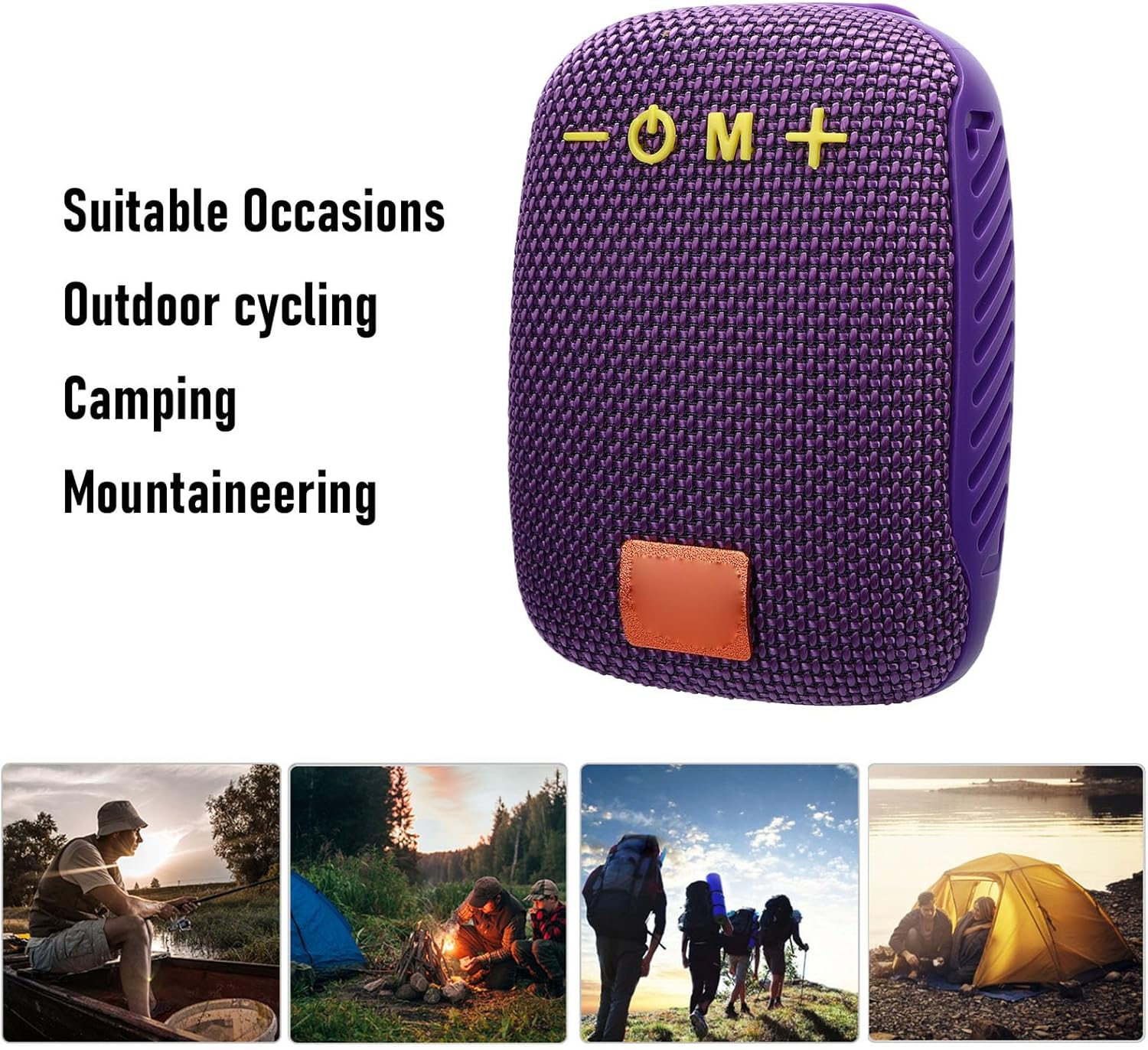 GOWENIC Portable Bluetooth Speaker for Bike, IPX5 Waterproof Bike Speaker with FM Radio, TWS Pairing, for Cycling Hiking Camping (Purple) image number 3