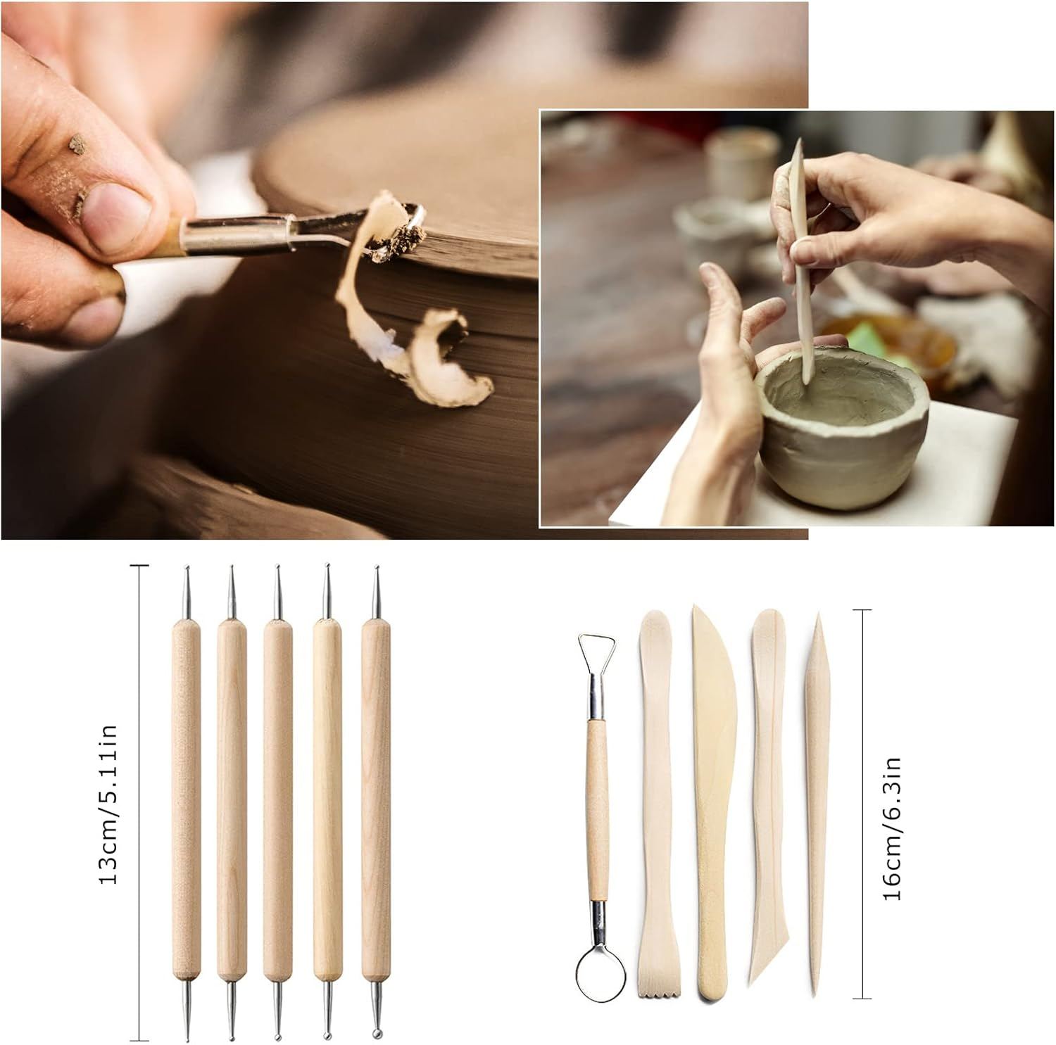 Clay Tools Kit, 25 PCS Polymer Clay Tools, Ceramics Sculpting Tools Kits, Air Dry Tool Set for Adults, Pottery Craft, Baking, Carving, Drawing, Dotting, Molding, Modeling, Shaping image number 5