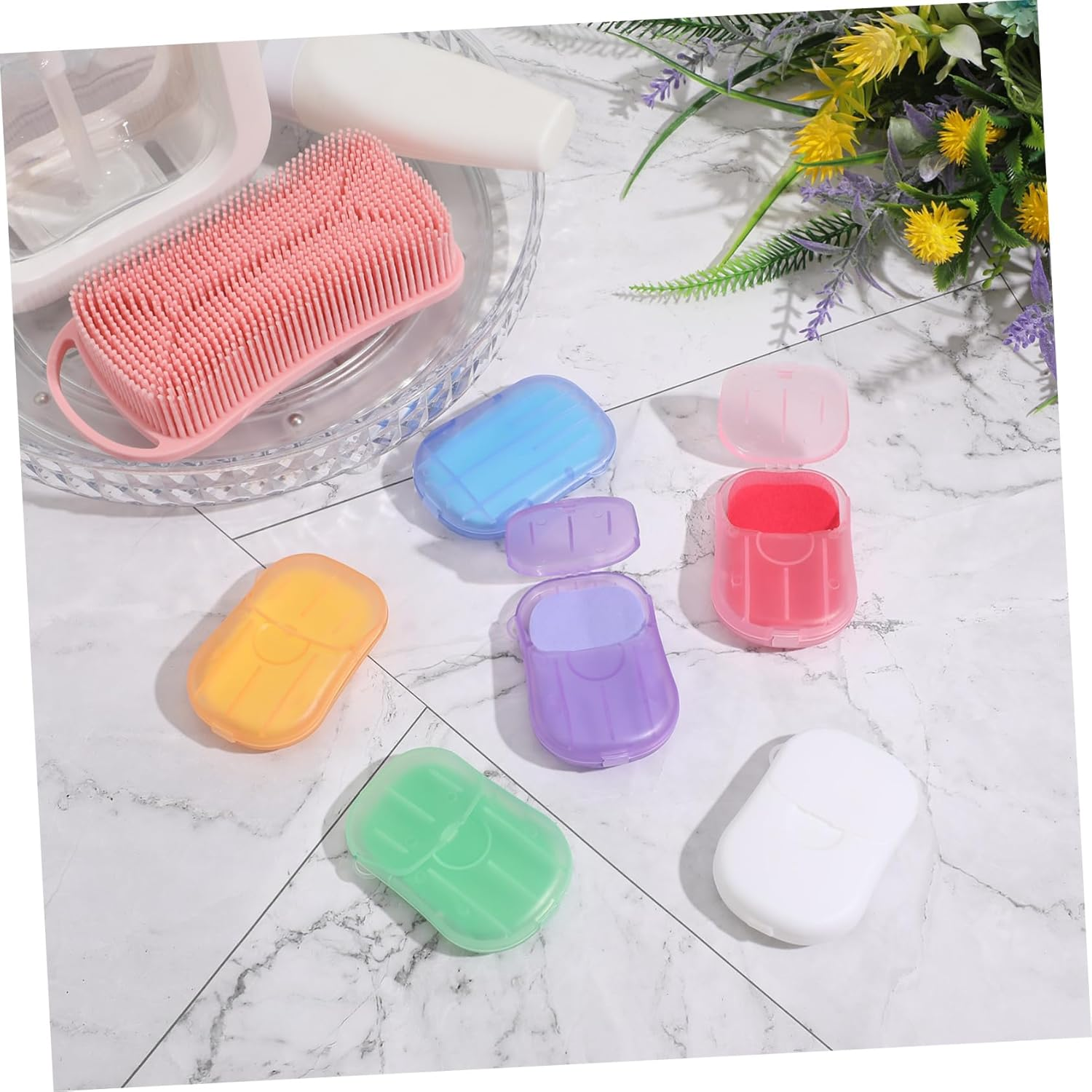 POPETPOP 120Sheets Camping Soap of Paper Soap Portable Travel Hiking Paper Safe Refreshing image number 4