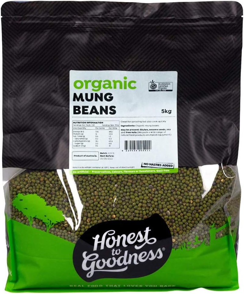 Honest to Goodness Organic Mung Beans, 5Kg