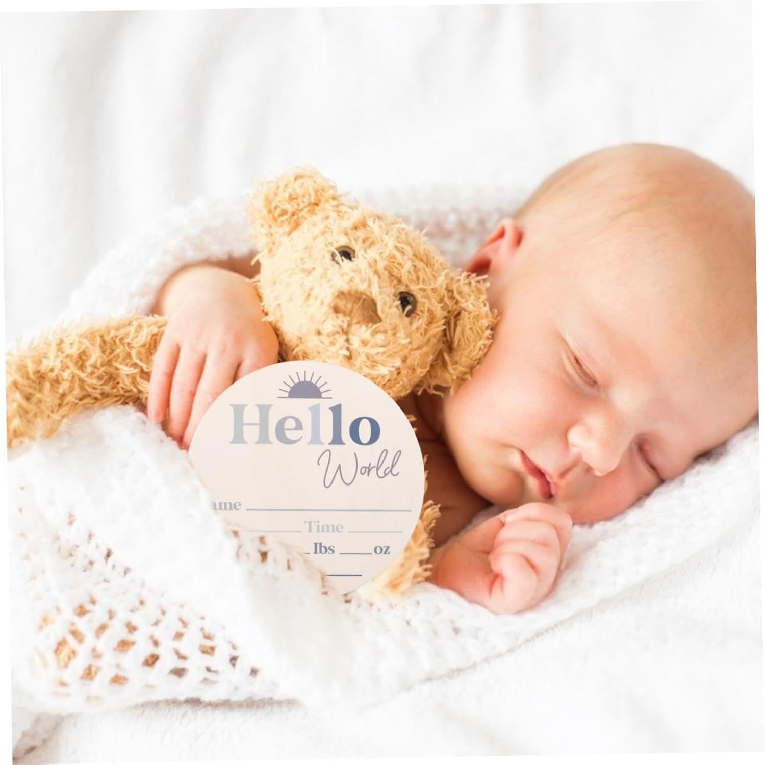 Yardwe Monthly Milestone Card Growth Commemorative Wood Sign Floral Design Newborn Name Announcement for Shower Decor